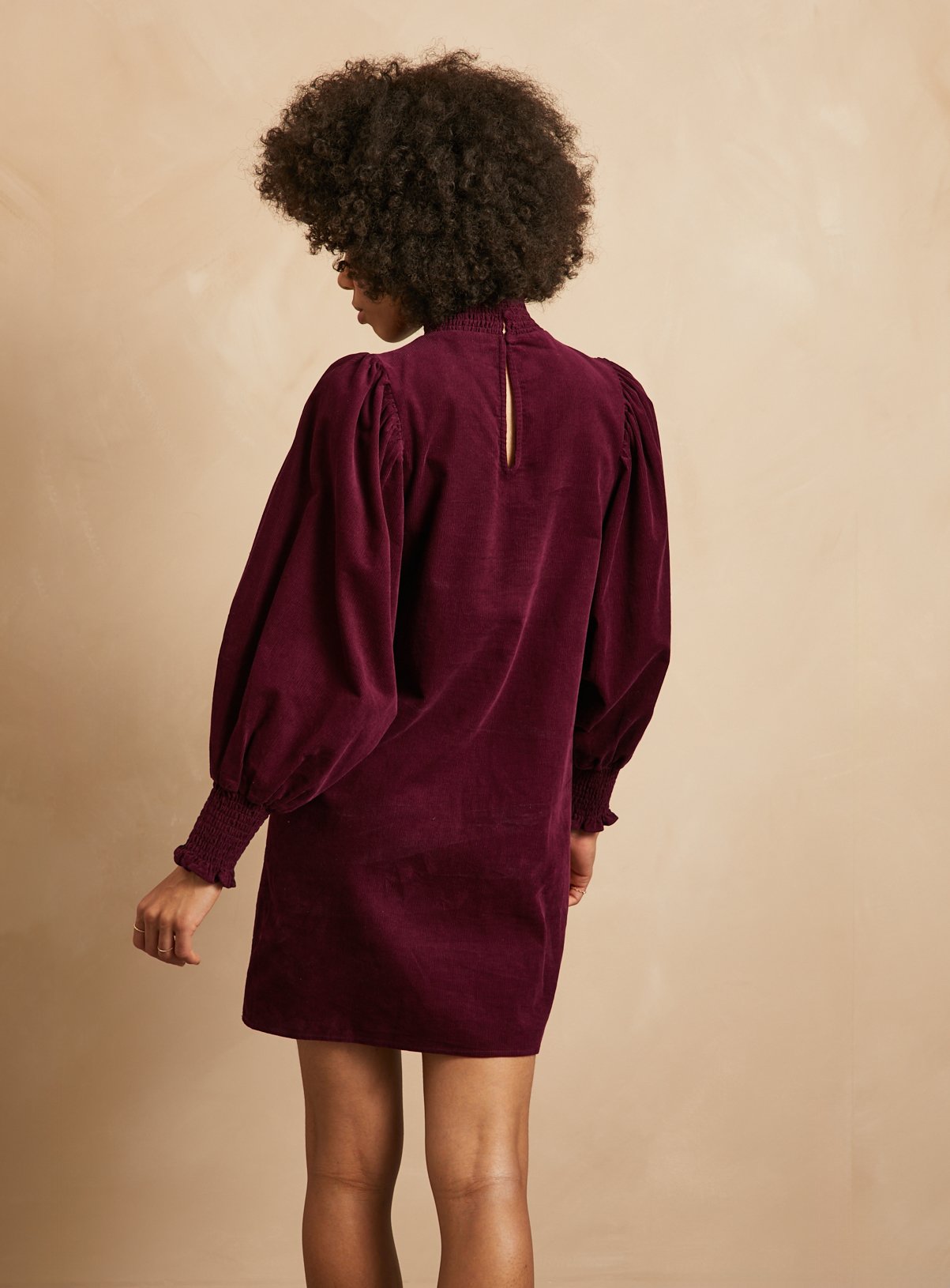 EVERBELLE Dark Red High Neck Short Corduroy Dress 16 - Image 4 thumbnail